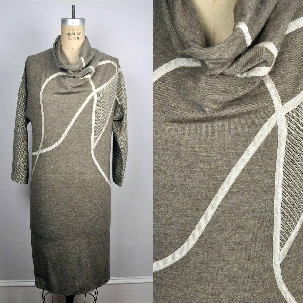 Vintage 1980s Koos Van Den Akker Cowl Neck Dress